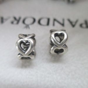 Pandora charm OPEN HEART SPACER 790454 set of two!